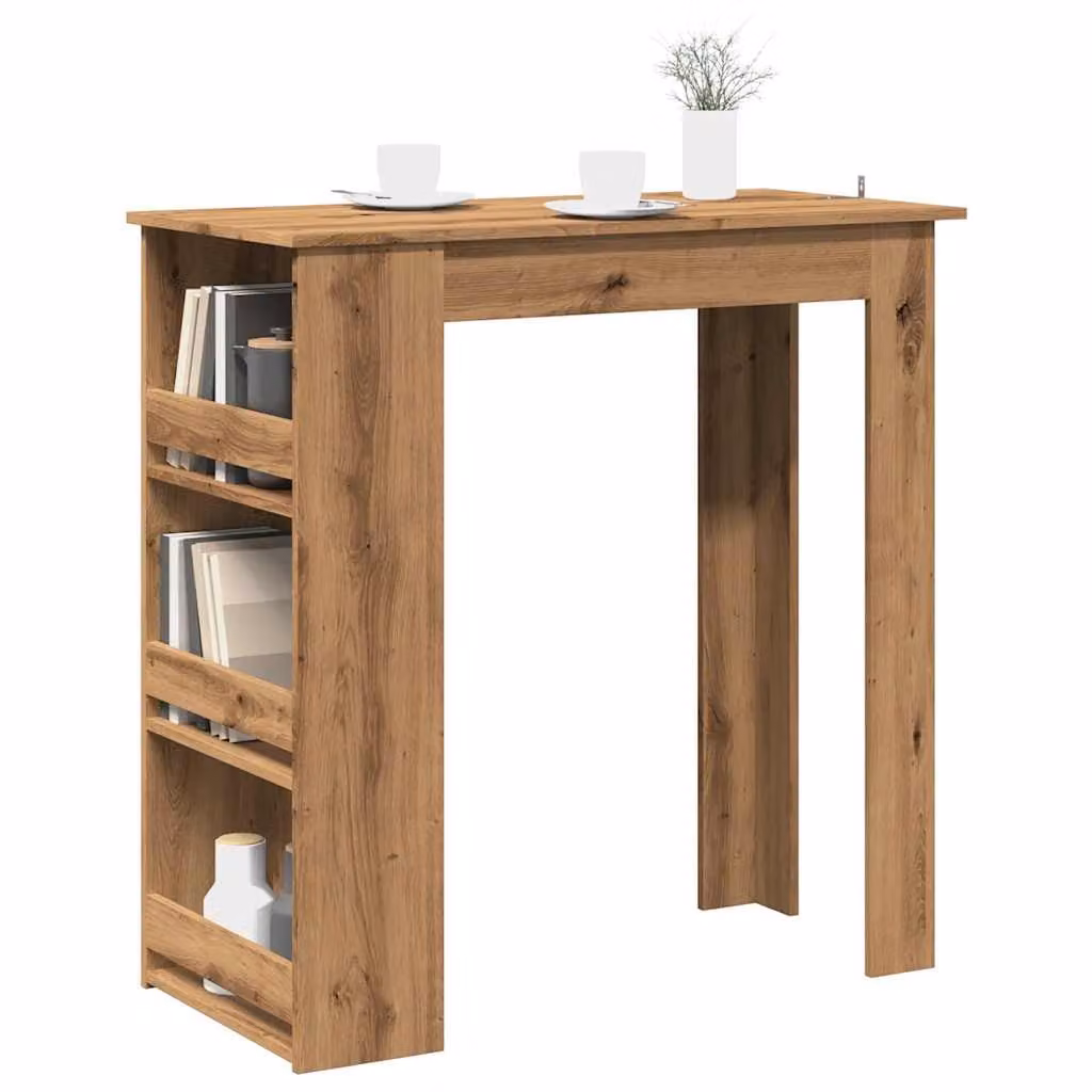 vidaXL Tavolo da Bar Moderno con Ripiani in Rovere e Truciolato, Marrone, L 102 cm x P 50 cm x H 103,5 cm