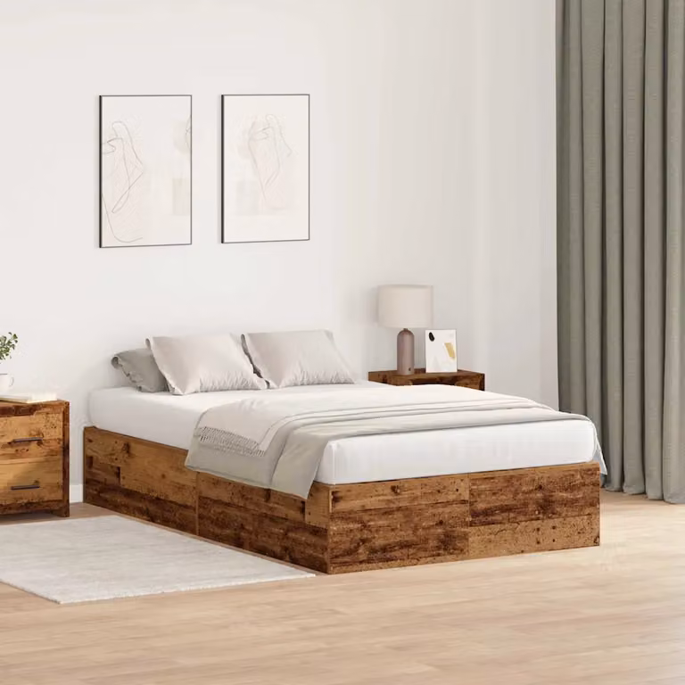 vidaXL Struttura letto con contenitore a sollevamento in legno di pino color marrone L/P: 120 x 200 cm