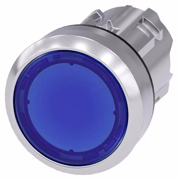 Attuatore a pulsante Siemens piatto, anello anteriore in metallo, blu lucido SIRIUS ACT 3SU1051-0AB50-0AA0 1 pz