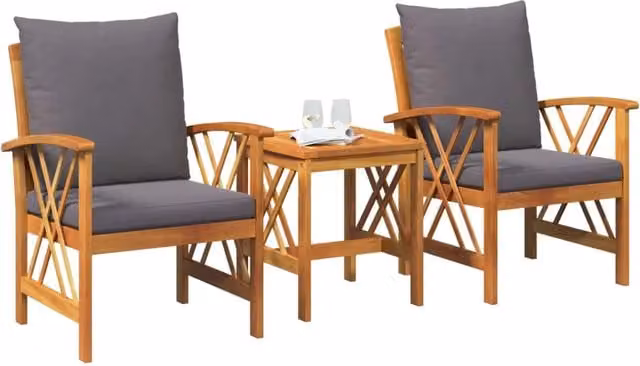 Set Divano da Giardino con cuscino 3 pz | Set Salotto da Giardino Olio Naturale
