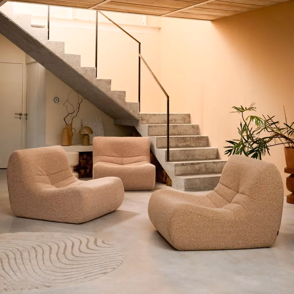 Divano modulare Sweeek in tessuto effetto alpaca colore beige per soggiorno e camera da letto – 2