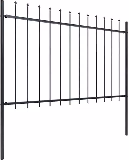 Recinzione da Giardino | Recinzione da cortile con Punta a Lancia in Acciaio 714,5x120 cm Nero