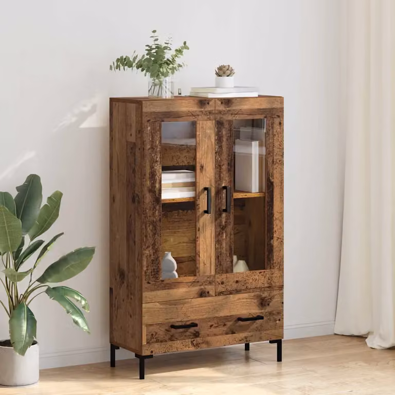 Credenza moderna vidaXL in legno ingegnerizzato e metallo, colore marrone, L: 69,5 cm, P: 31 cm, H: 115 cm