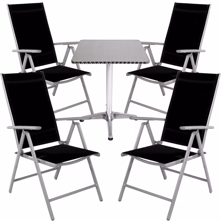 Set da bistrot 5 pezzi in alluminio - Tessuto / Nero