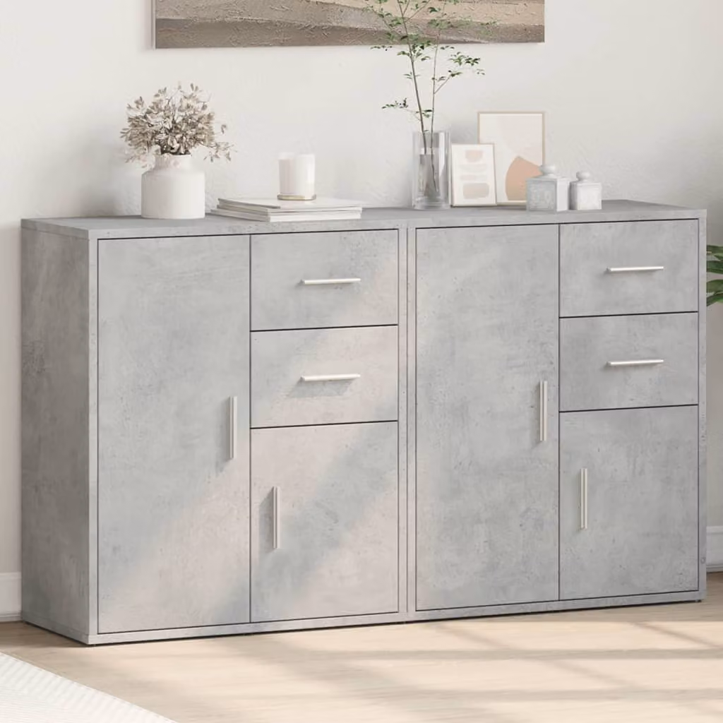 Set di 2 credenze vidaXL in legno e MDF grigio, design moderno da parete, L: 60 cm, P: 31 cm, H: 70 cm