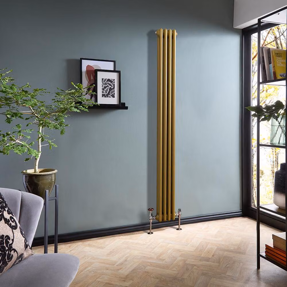 Radiatore Tradizionale Verticale a Doppia Colonna - Oro Metallizzato - 1800mm x 200mm - Regent by Hudson Reed