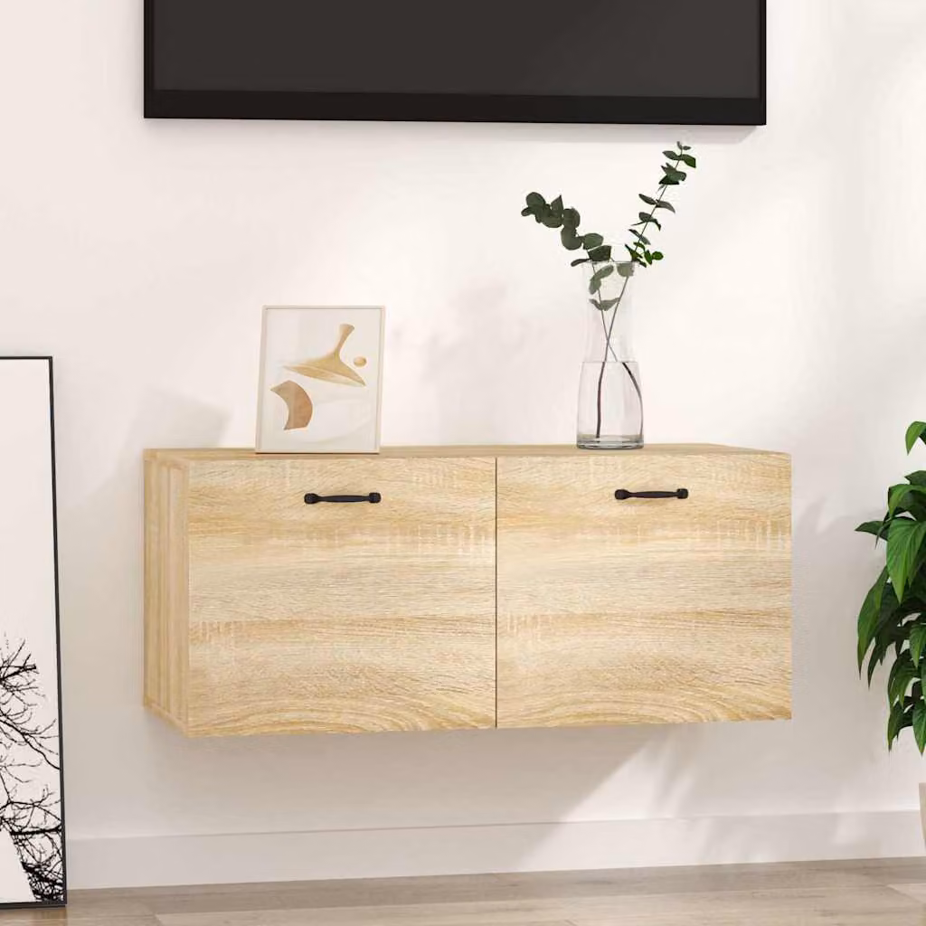Mobile a parete vidaXL in legno multistrato Rovere Sonoma, L 80 cm x P 36,5 cm x H 35 cm