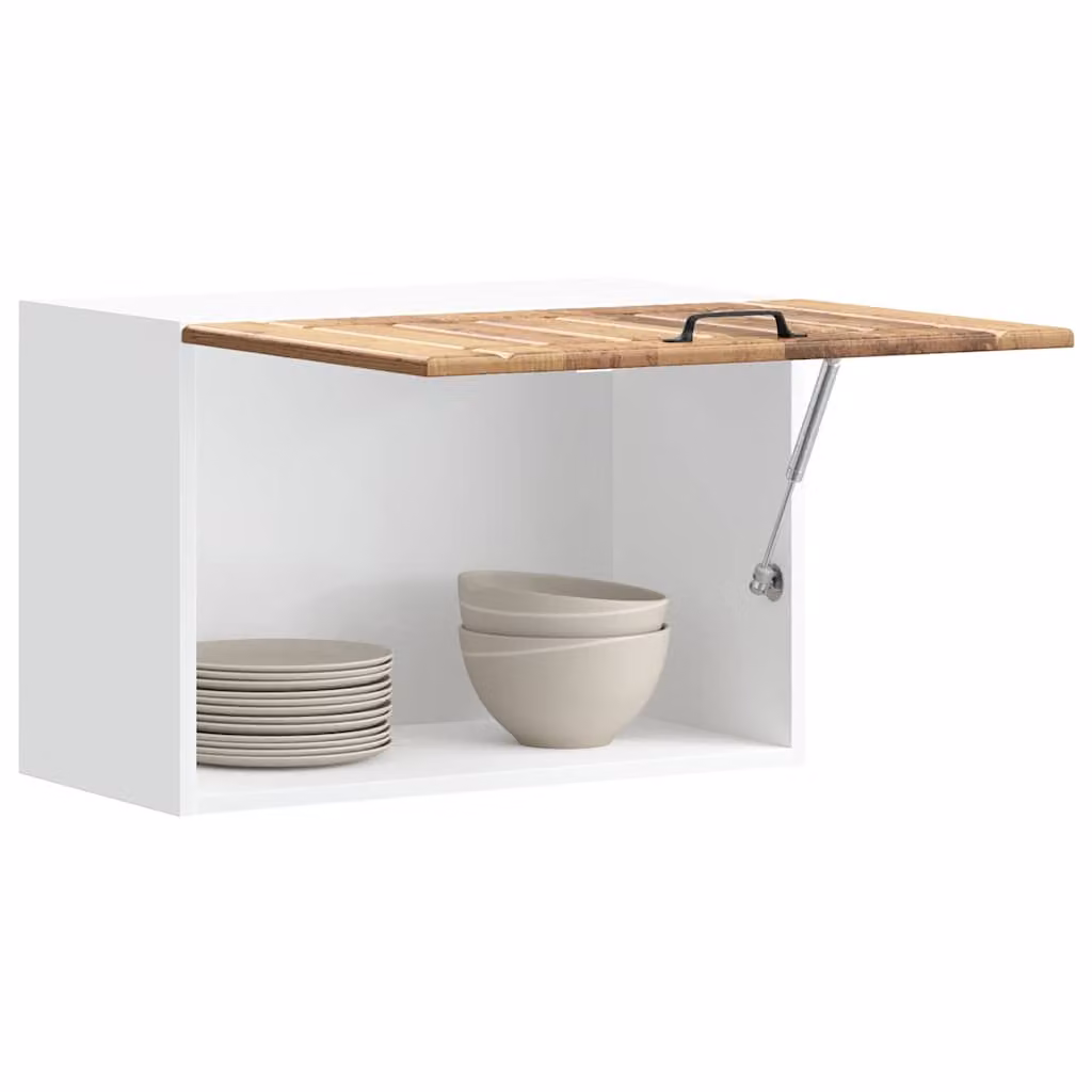 Pensile da cucina moderno vidaXL Lucca con ante in vetro, bianco e marrone, in legno e MDF, L/P/H: 60 x 31 x 40 cm