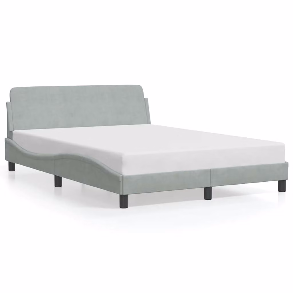 Struttura letto Dover vidaXL in velluto grigio con listelli in legno