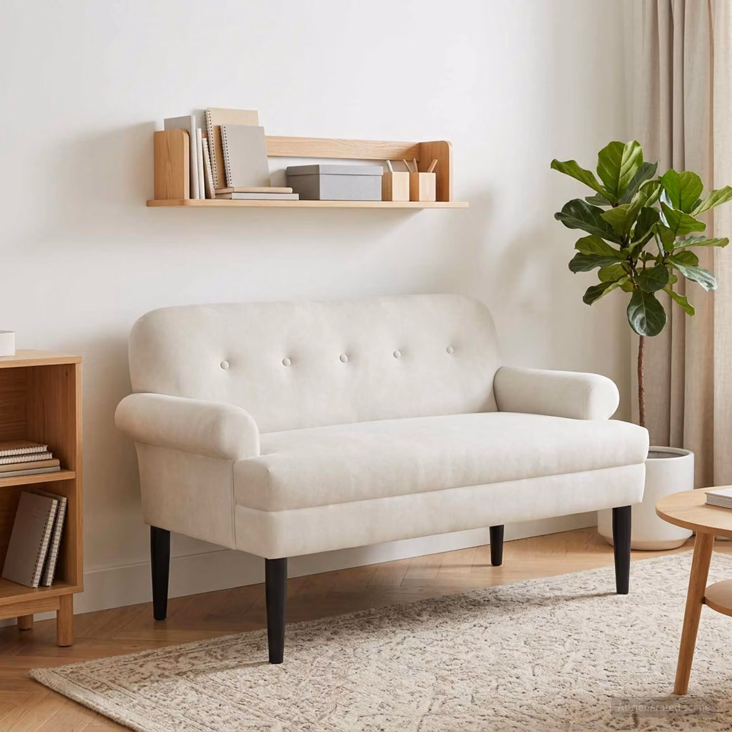 Loveseat vidaXL in velluto beige con seduta imbottita e design moderno L/P/H: 120 x 66 x 78 cm