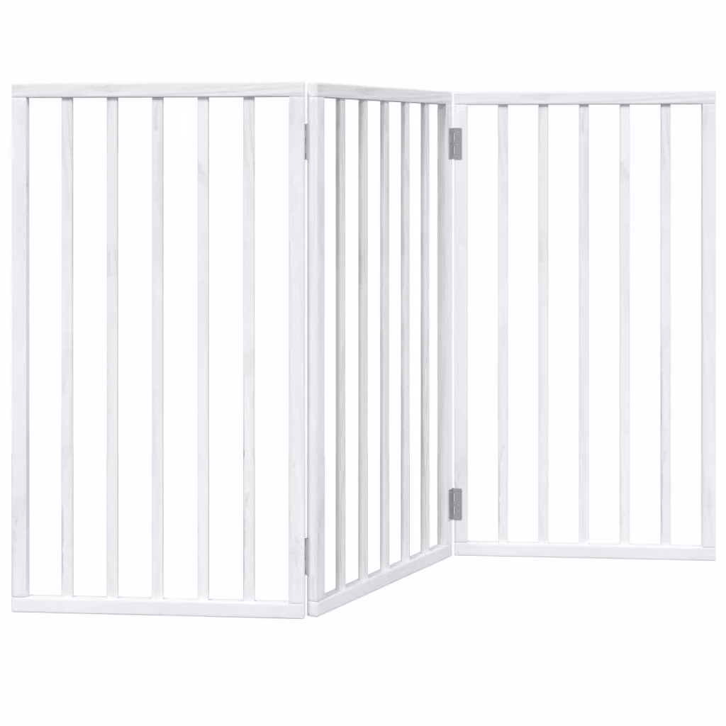 Cancelletto per cani pieghevole a 3 pannelli bianco 150 cm in legno di pioppo