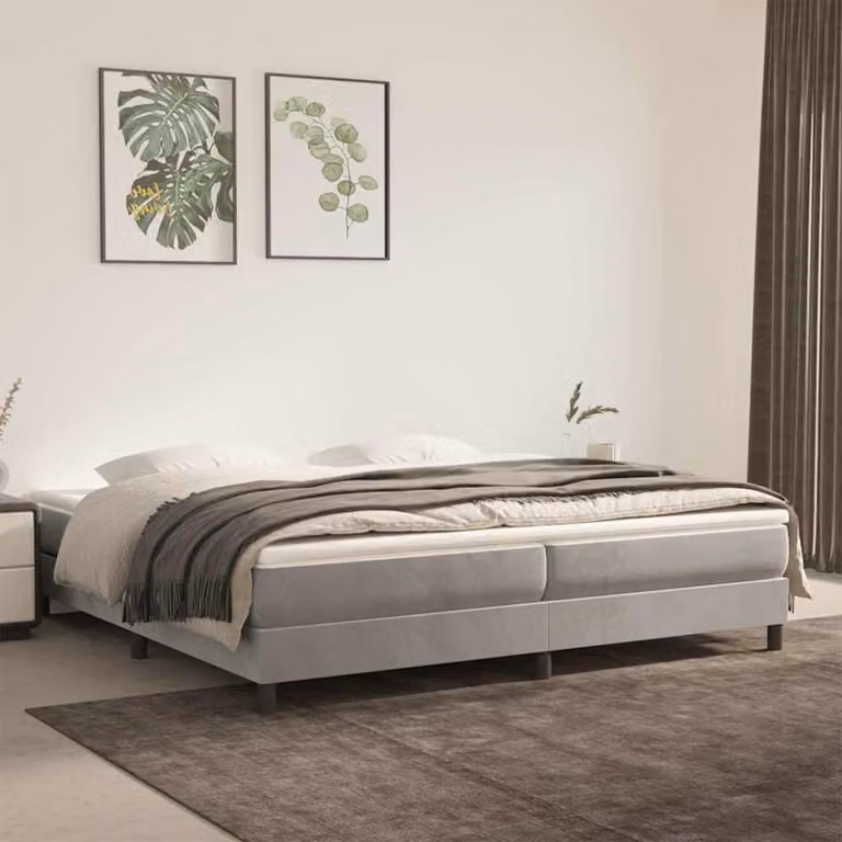 Struttura Letto a Rete con Molle vidaXL in Velluto Grigio, L 200 cm x P 200 cm