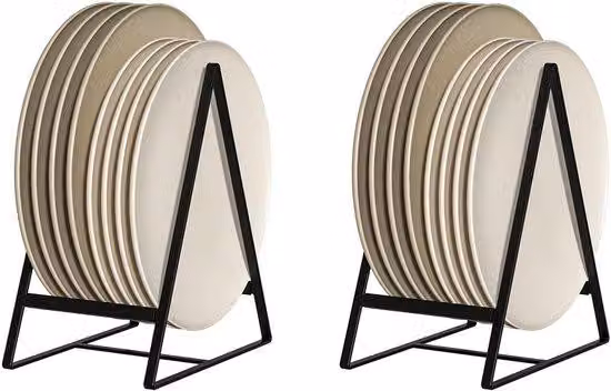 Portaoggetti triangolare in metallo nero, set da 2 pezzi, per mobili da cucina