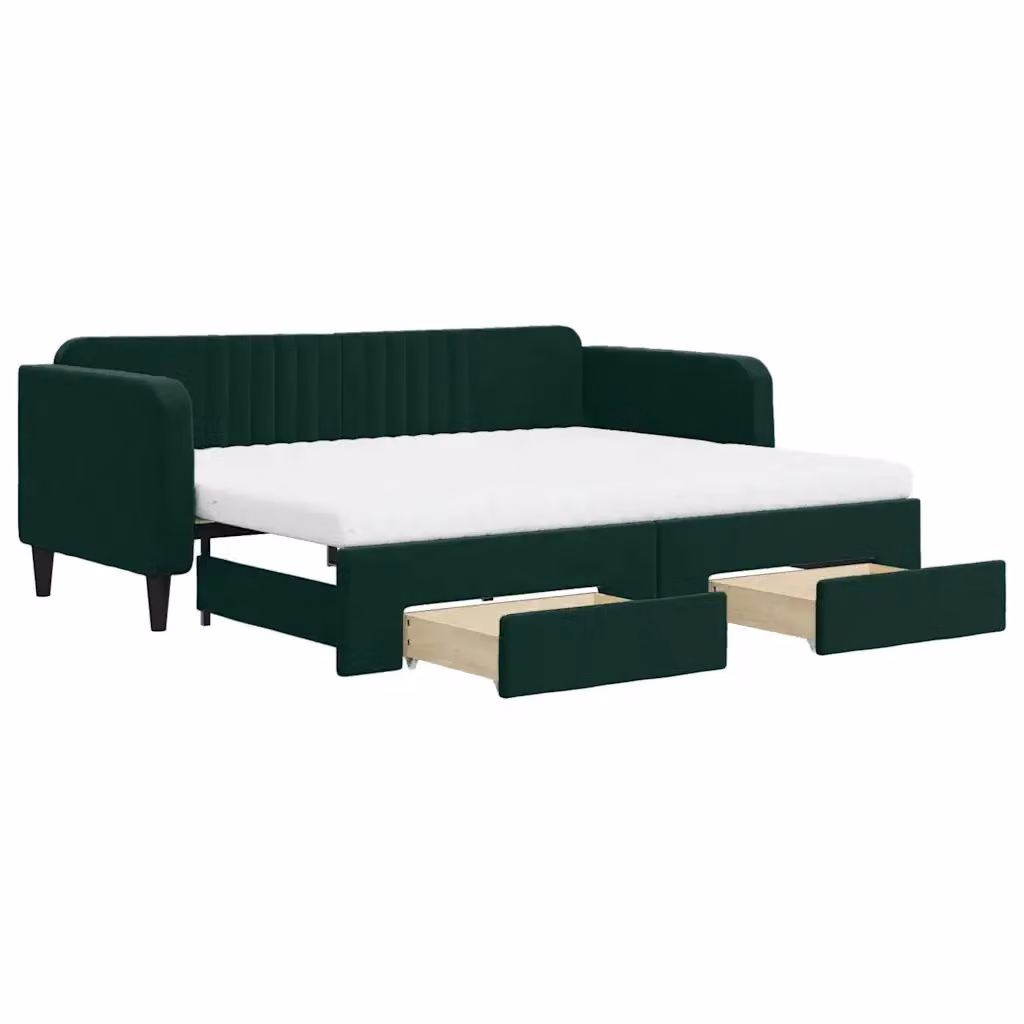 Divano Letto Estraibile con Cassetti in Velluto Verde vidaXL L/P/H: 223 x 90 x 100 cm – 2