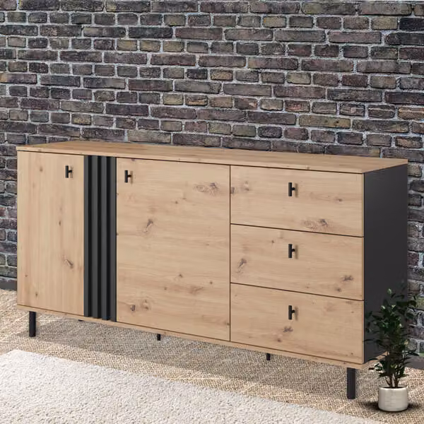 Credenza Cassettiera a 2 ante 165cm Sand Grange oak 80143942