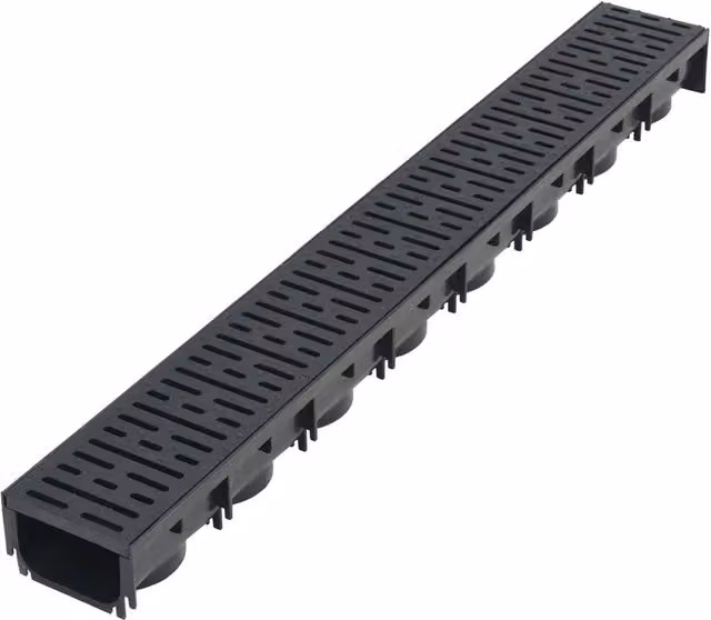 Set di 6 canalette di drenaggio in plastica nera CFW2583590, lunghezza totale 6 m