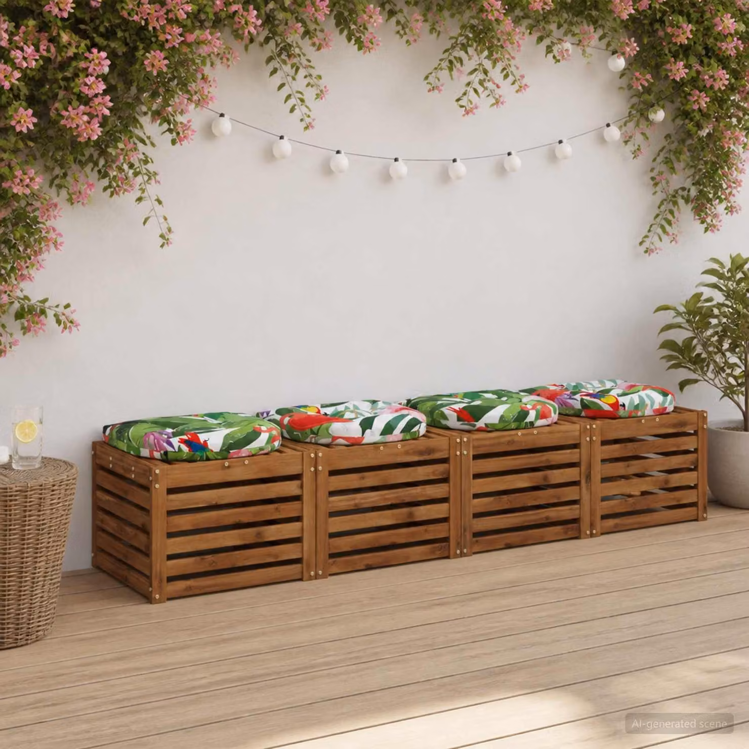Set di 4 cuscini per sedia rotondi vidaXL in poliestere multicolore