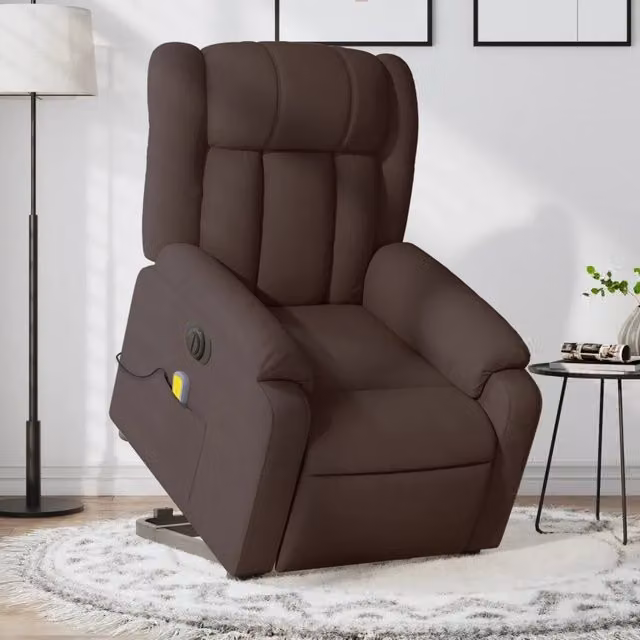 Poltrona Alzapersona con Assistenza Elettrica vidaXL in Tessuto Marrone per Senior – 1