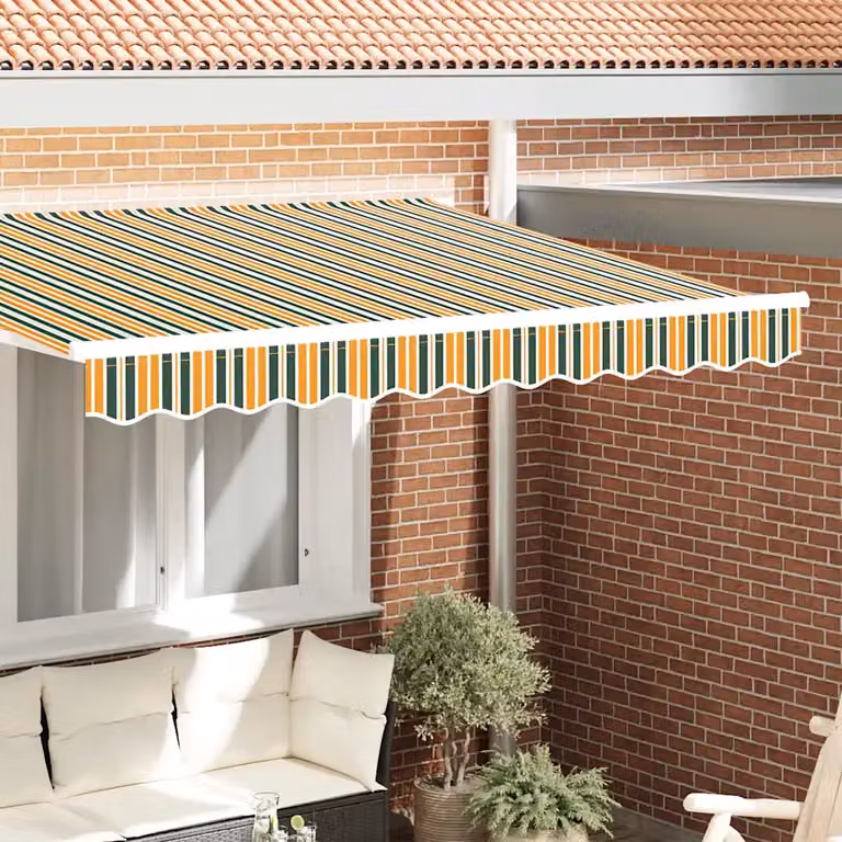 Mantovana di ricambio per tenda da sole vidaXL in poliestere, strisce verdi e gialle, L: 235 cm