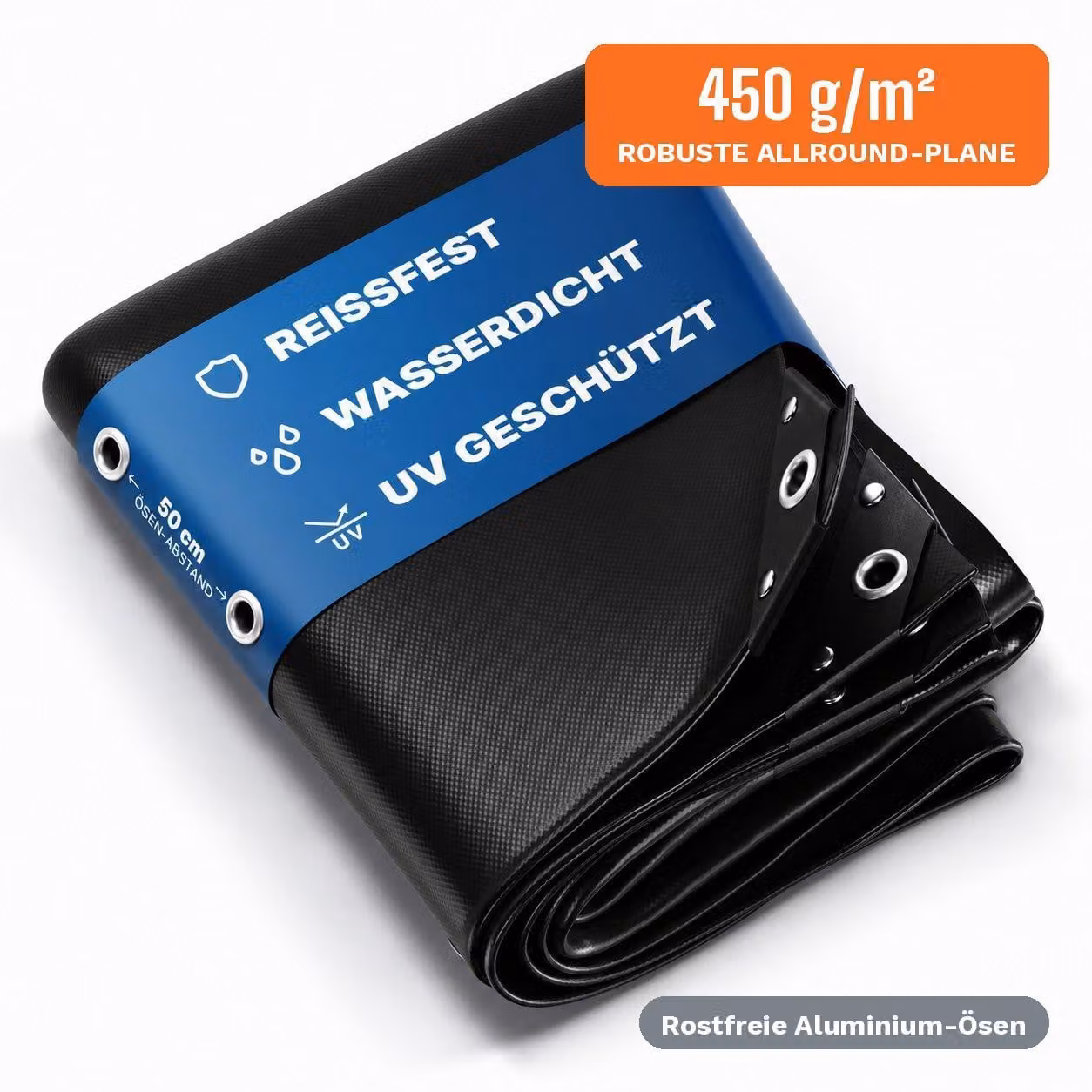 Telo 3x3 m (9 m²) Nero – Telone camion 450 g/m², impermeabile, resistente ai raggi UV, occhielli