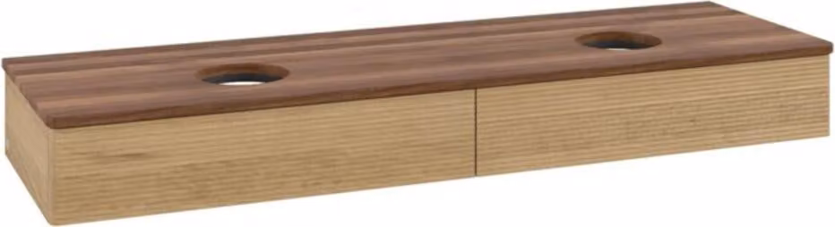 Mobiletto V&B con struttura frontale, con illuminazione Antao 160x50cm, WBP colore w. noce, rovere miele