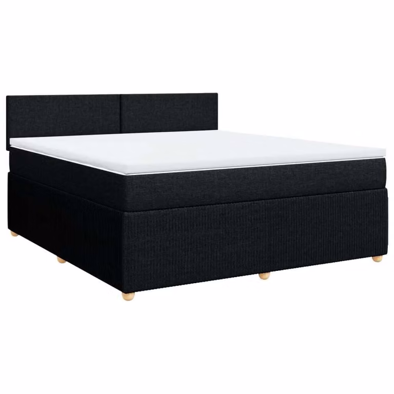 Giroletto a Molle con Materasso Nero 180x200 cm in Tessuto