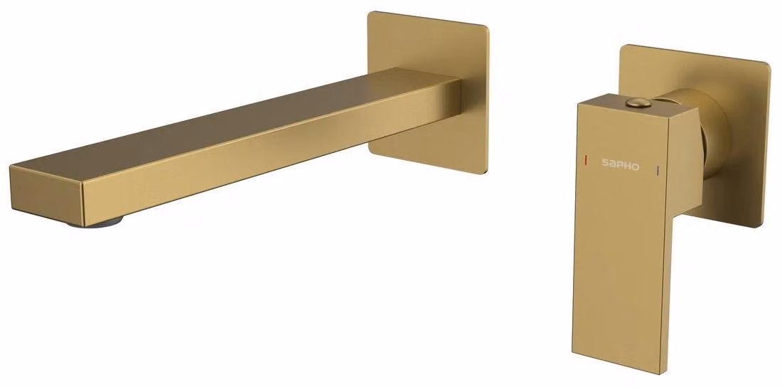 CUBEMIX Miscelatore per lavabo a 2 fori, oro opaco