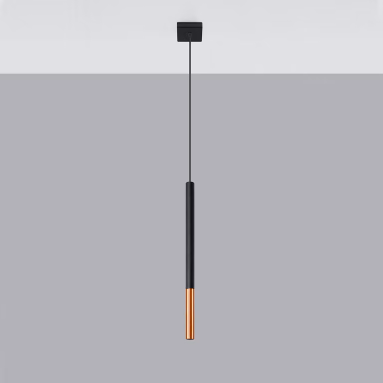 Lampada a sospensione MOZAICA 1 nero/rame 1xG9 8W acciaio 100x8x8cm Sollux Lighting