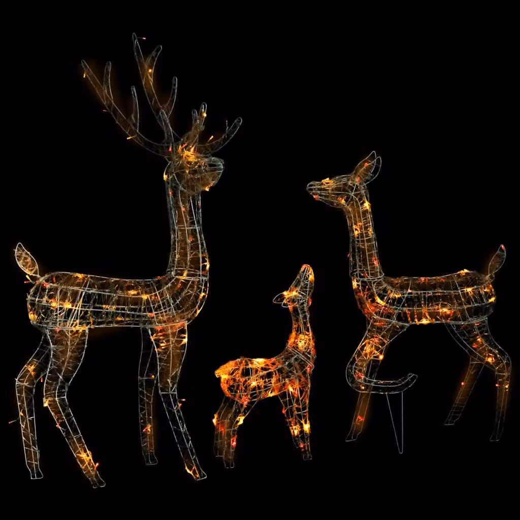 Famiglia di Renne di Natale 300 LED Colorati in Acrilico