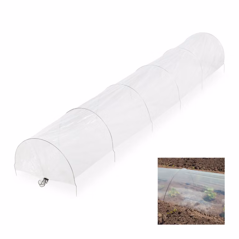 Tunnel per piante Relaxdays con archi, lunghezza 3,7 m, protezione da parassiti e uccelli, tunnel da giardino pieghevole, trasparente