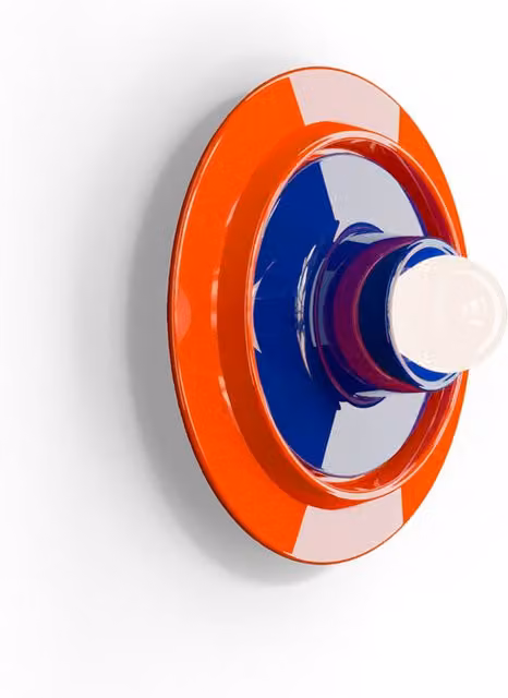 Applique Ferroluce Voilà in ceramica decorata arancio e blu con attacco E27