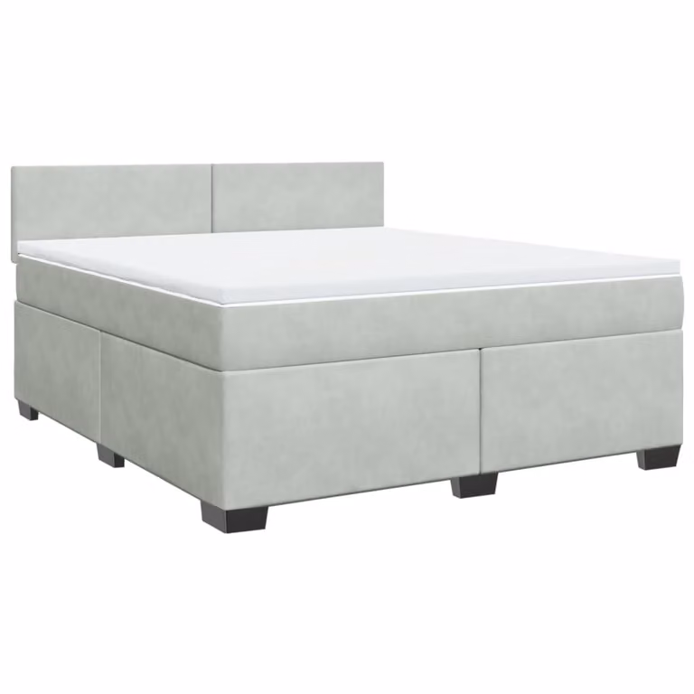 Giroletto a Molle con Materasso Grigio Chiaro 180x200cm Velluto