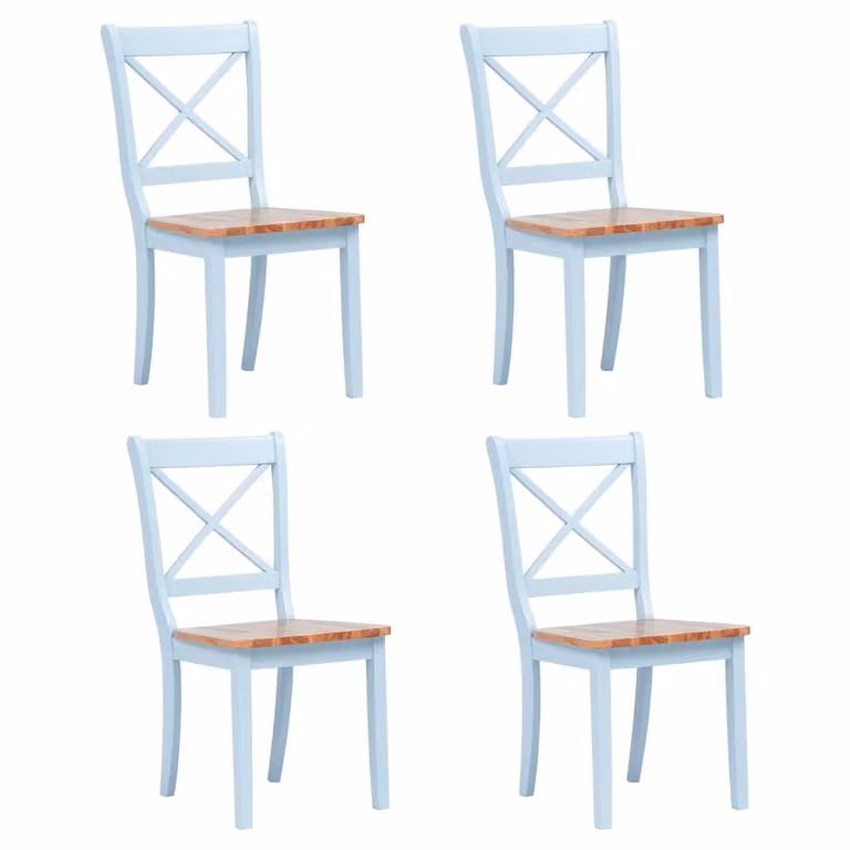 The Living Store Sedie da pranzo 4 pezzi Grigio Legno chiaro Legno massiccio Albero di gomma