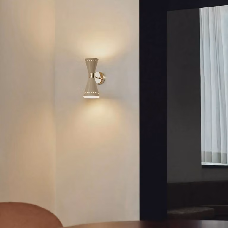 Stilnovo Applique da parete Megafono, Crema / Ambra, Soggiorno / Sala da pranzo, Metallo, Design, Applique