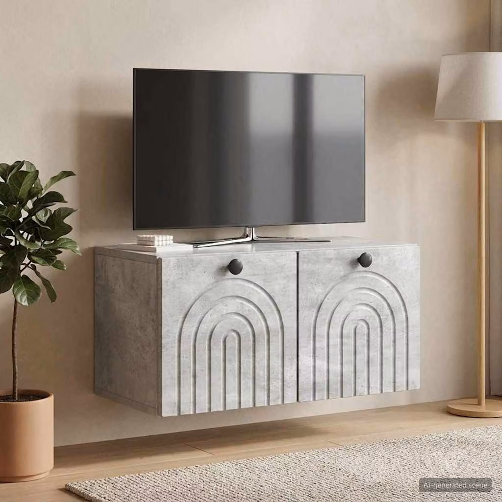 vidaXL Mobile Porta TV da Muro Grigio Cemento L: 59,5 cm, P: 31 cm, H: 30 cm