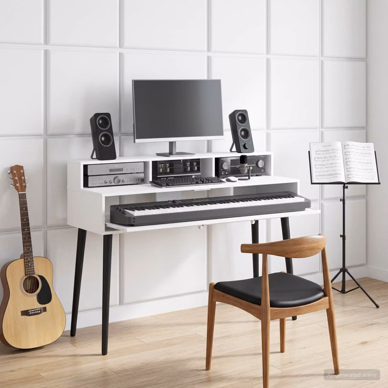 Scrivania da ufficio moderna vidaXL in legno MDF bianco L: 152 cm, P: 42,5 cm, H: 36 cm