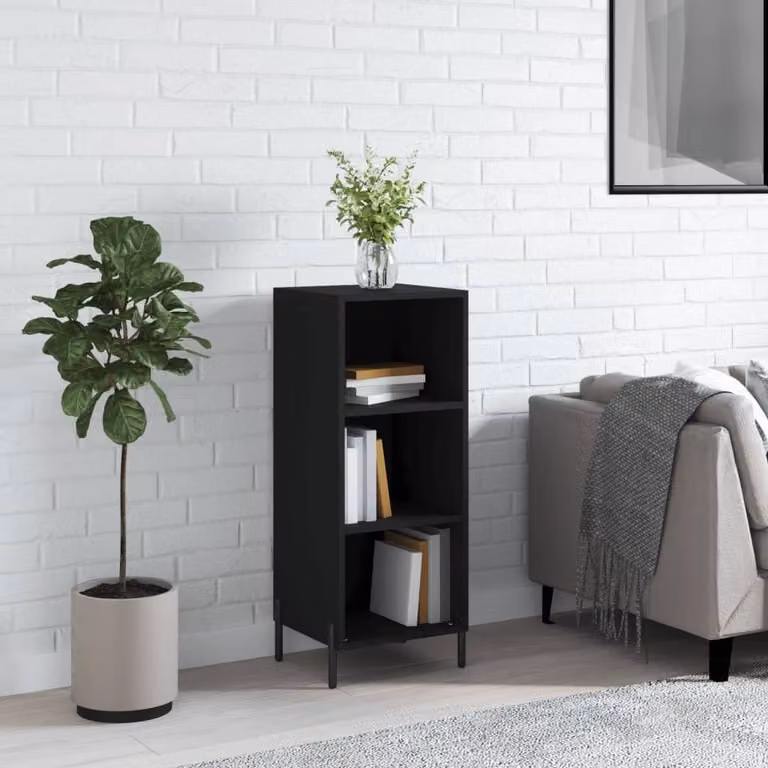Mobile bar nero dal design intramontabile, con ampio spazio di stoccaggio