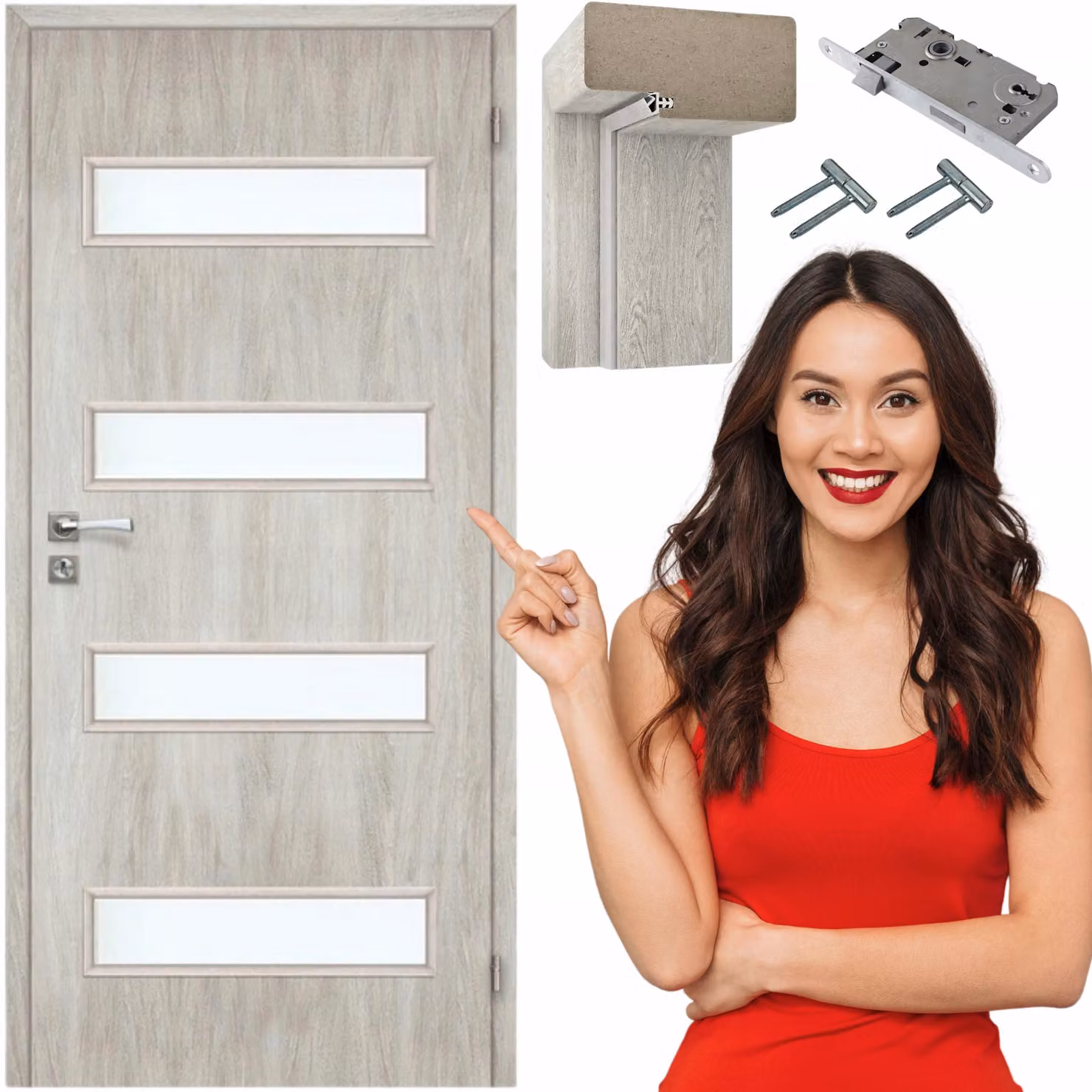 Rovere argento Milano 80 cm porta interna sinistra