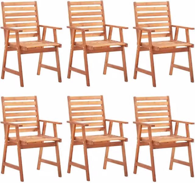 Set di 6 sedie da esterno vidaXL in legno di acacia oliato con cuscini antracite e marrone
