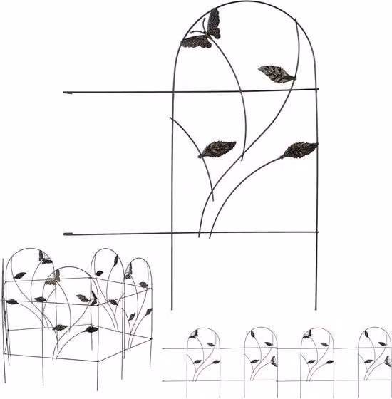 bordo a 5 pezzi per casetta da giardino in metallo con farfalle HxL: circa 46x250 cm nero