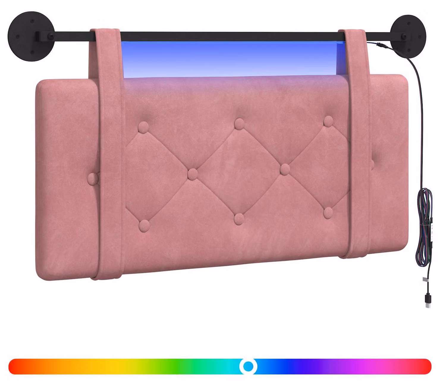 Testiera sospesa Con luce LED Rosa Velluto