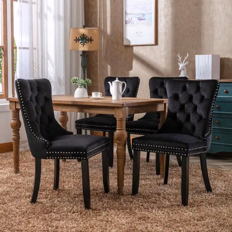 Sedie da pranzo - Sedie - Sedie per sala da pranzo - Sedie a conca - Sedie di design - Set di 2 sedie nere in velluto