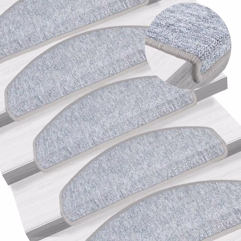 Set di 15 tappetini per scale semicircolari vidaXL, colore grigio chiaro, L 65 x P 24 x H 3,5 cm, autoadesivi in polipropilene