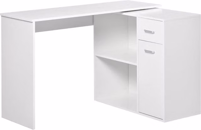 Scrivania angolare con libreria Zephmum in legno bianco L: 173 cm, P: 39.8 cm, H: 74 cm