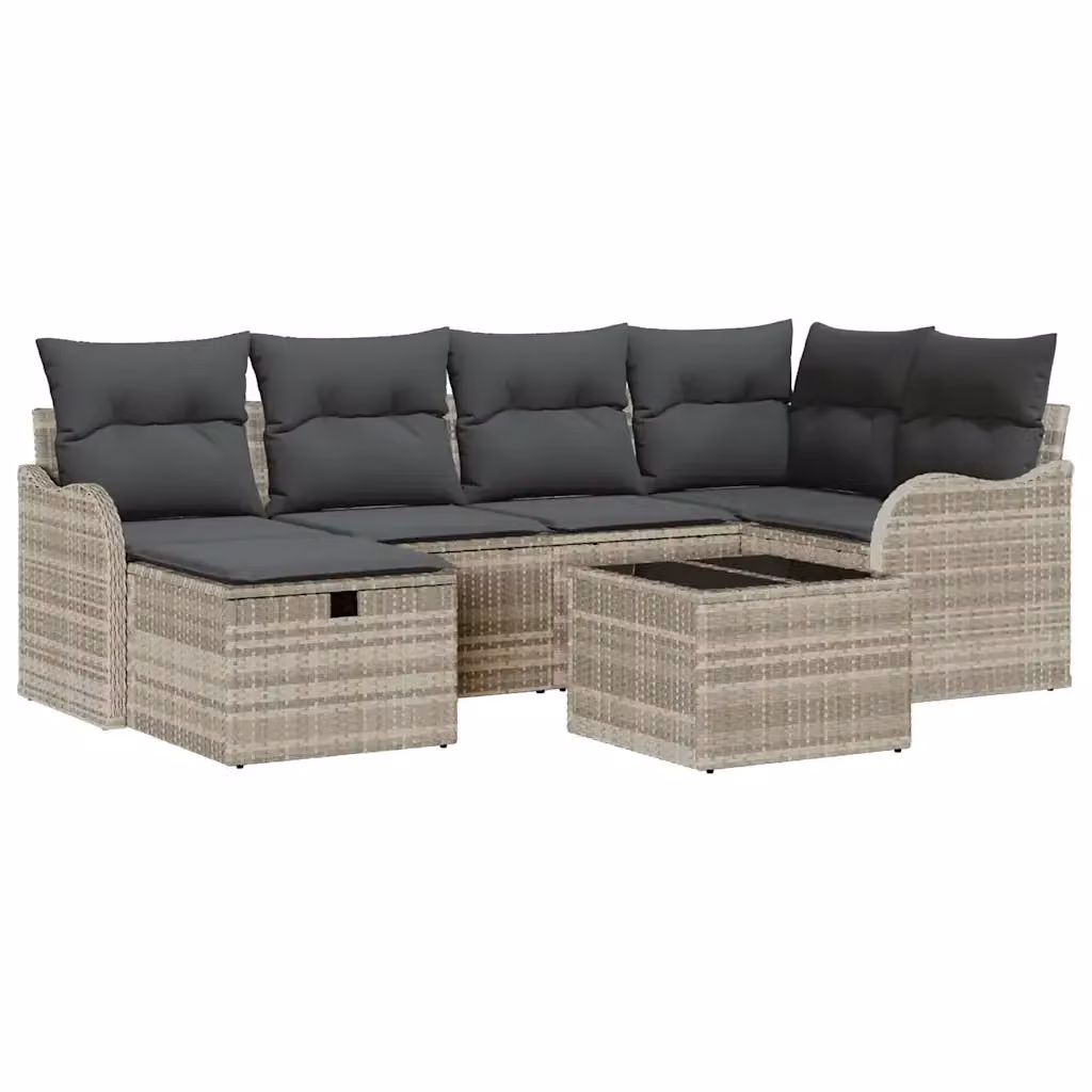 Set Divano da Giardino vidaXL 7 Pezzi a Forma di L con Cuscini Grigio – 2