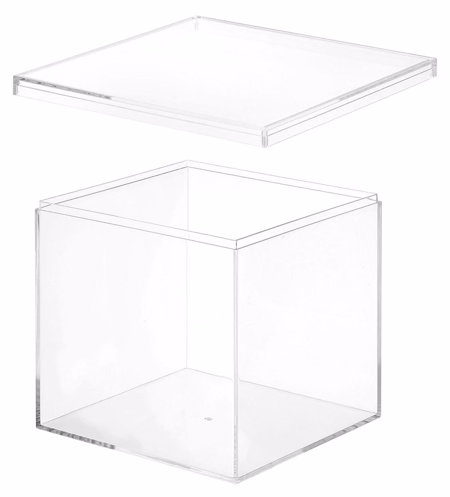 Contenitore trasparente in acrilico con coperchio, dimensioni 15 x 15 x 15 cm