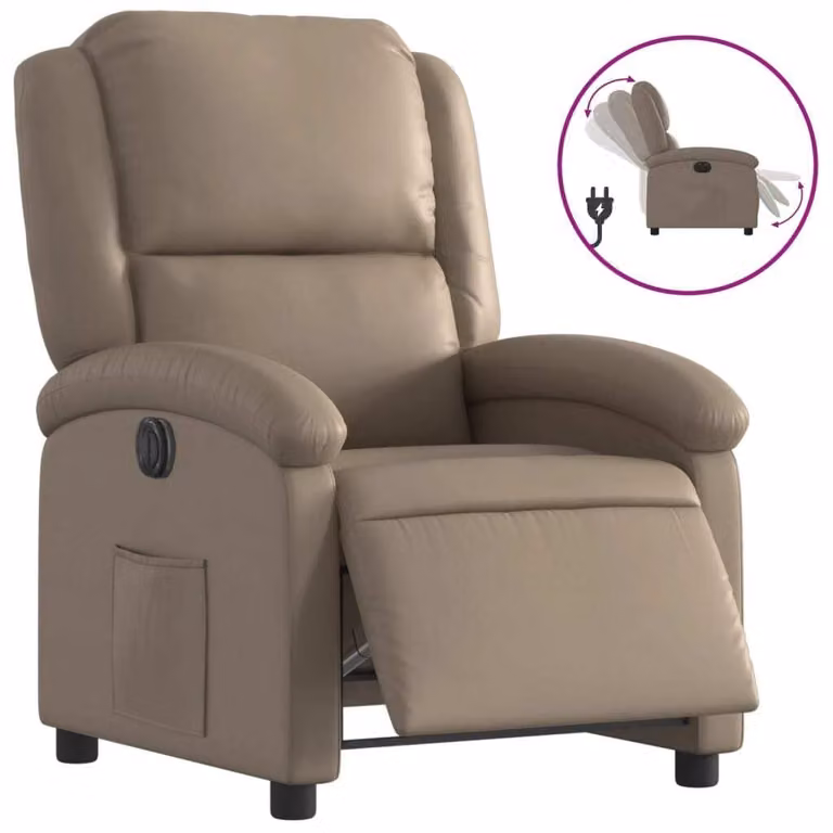 Poltrona Reclinabile Elettrica Cappuccino in Pelle finta