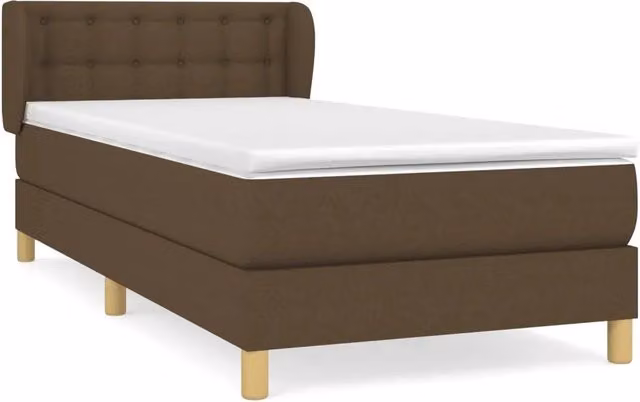Letto singolo | Letto per adulti | Giroletto a Molle con Materasso Marrone Scuro 80x200 cm Tessuto