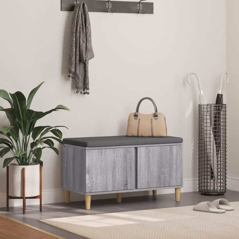 Panca per ingresso con scarpiera vidaXL in stile moderno, colore grigio, L: 80 cm, P: 38 cm, H: 46 cm