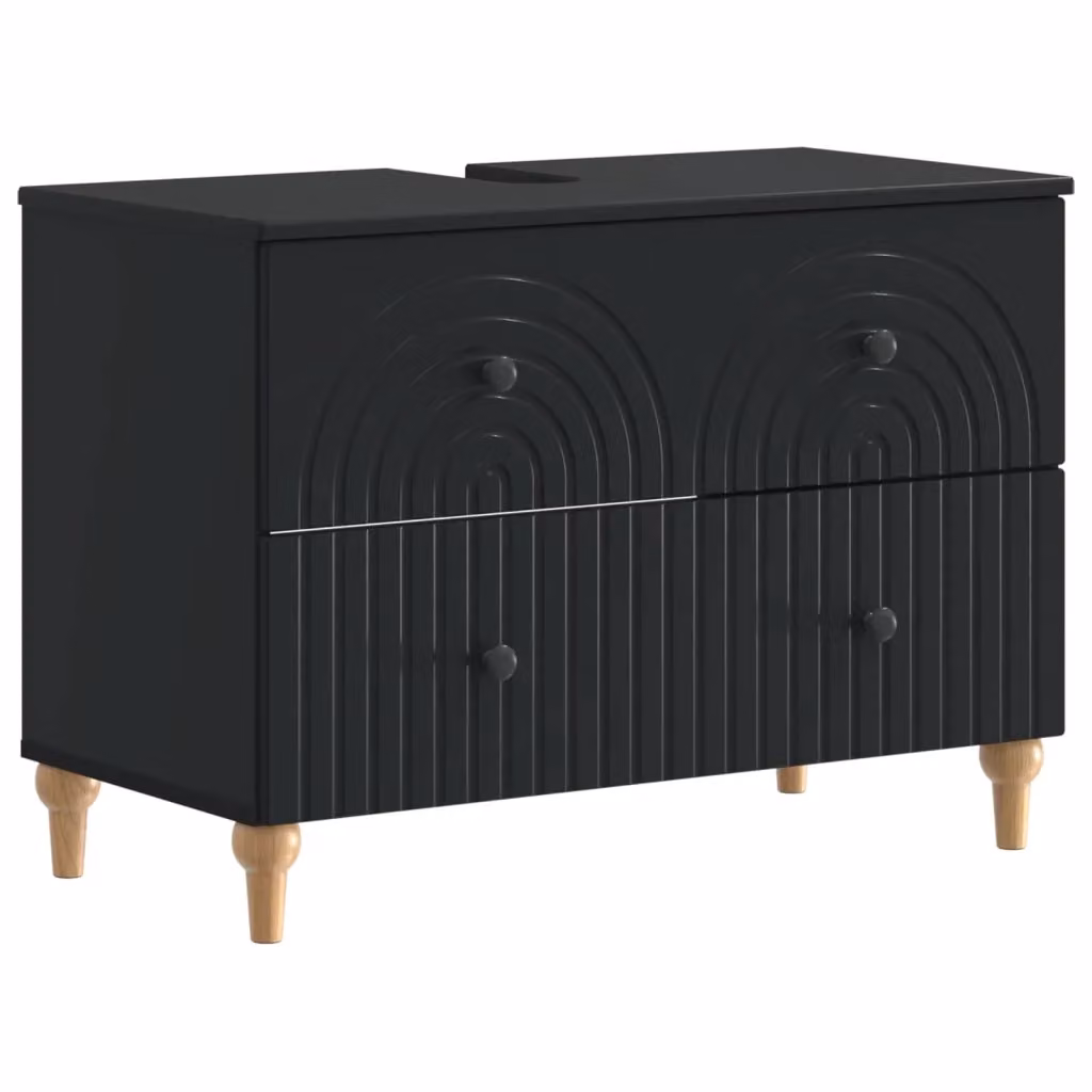 Armadio per lavabo da bagno moderno vidaXL nero con cassetti e ante L/P/H: 82 x 41 x 59 cm – 2